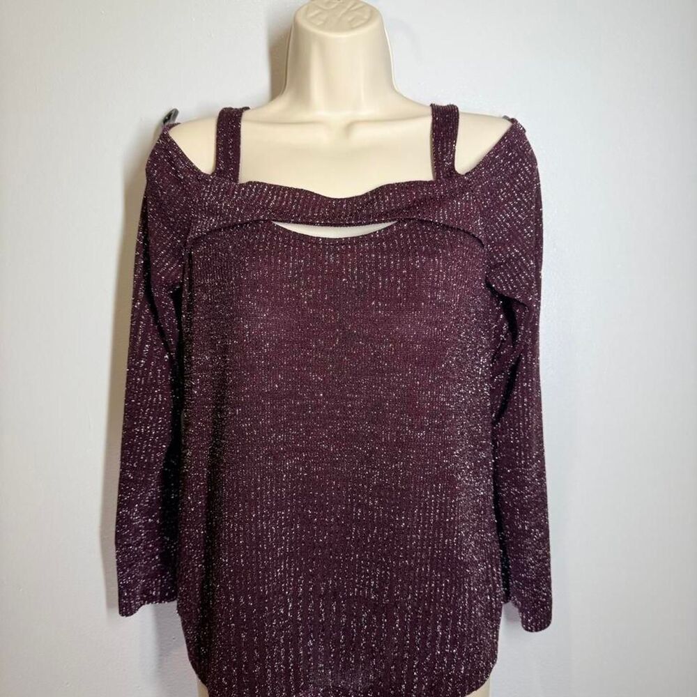 Cable-gauge Women's Burgundy and Purple Blouse